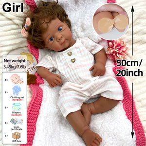 Muñeca Reborn de Silicona Pura Premium de 50 cm, Piel Oscura, Diseño Bañable, Detalles Realistas para el Cuidado Diario e Interacción Padres-Hijos - Product Image 2
