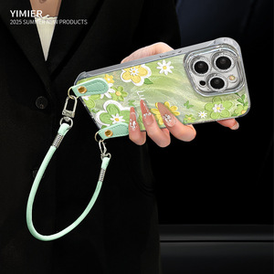 Custodia per <span class=keywords><strong>iPhone</strong></span> 17/16/14 con motivo floreale verde dipinto a olio, 14 strati di tessuto, senza cornice, anti-caduta ultra-sottile per donna. - Product Image 4
