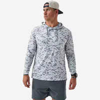 Aangepaste comfortabele bamboe heren performance camouflage visshirt met capuchon, sneldrogend, UV-bescherming, gesublimeerd, UPF50