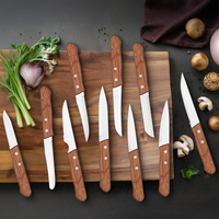 Logo personnalisable Manche en bois Éplucheur 6 pièces et couteau de cuisine multifonctionnel avec couteau à steak dentelé durable