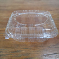 Conteneur alimentaire pliable transparent biodégradable écologique en PLA/PET avec couvercle à charnière et logo personnalisé
