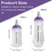 Gourde souple de 500 ml, bouteille d'eau pliable pour la course à pied, gourde souple pliable en TPU, gourde pliable sans BPA