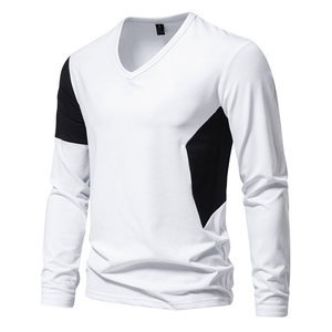 Venta al por mayor de nuevas camisetas de alta calidad para hombre con cuello en V, camisetas de manga larga para hombre, ropa de talla grande para hombre - Product Image 6