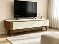 Table TV en bois de luxe moderne et contemporaine, personnalisable, avec rangement, idéale pour la maison, l'appartement, l'hôtel et le salon – Meilleure vente