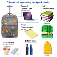 Sac à dos à roulettes pour ordinateur portable fille garçon Roller Bookbag Top-handle Shoulder Bagages Trolley School Bag