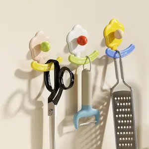 1Pcs Self-adhesive <b>Hook</b> Flower Door Wall <b>Hook</b> Child Heavy Load Rack <b>Kitchen</b> Bathroom Towel Key Clothes Hanging Rack Sticky <b>Hook</b> - Product Image 3