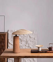 Lampe de table LED anti-éblouissement à abat-jour en tissu et base en bois, style moderne et minimaliste, idéale pour salon, chambre et bureau – Vente directe usine