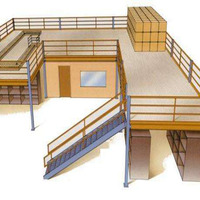 Plateforme en structure acier, poutres en H, poutres en I, acier profilé ; Planchers de mezzanine Capacité de charge 500-1000 kg/m ; Rayonnages en acier