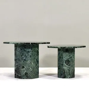 ヴェルデアプリマーブル八角形テーブルトップとベースリビングルームダイニングサイドコーヒーテーブルグリーン大理石石八角形テーブル
