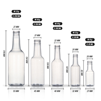 Conception écologique 25ml 50ml 100ml 150ml 250ml Bouteille en plastique PET transparent pour salade d'alcool sauce piquante Bouteille en plastique