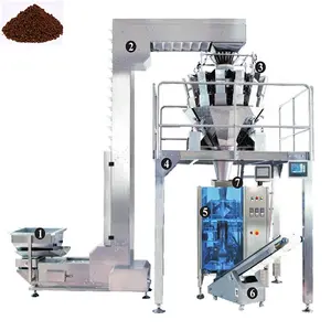 Coffee bean granules valve bag Vertical form fill seal packaging machine multihead weigher filling solution