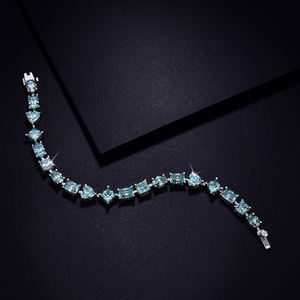 Nueva Colección de Joyería de Moda: Pulseras con Dijes de Moissanita, Corte Princesa, Cuadrado, Corazón, Esmeralda, Ovalado, Eslabones de Plata y Forma de Letra - Product Image 2