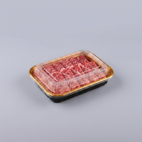 Voedselveilige transparante verpakking met deksel, zwarte gouden basis, displaydoos voor cake, fruitsalade, dessert, snoep, 7 maten, herbruikbare verpakking
