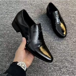 Zapatos de Vestir de Cuero con Punta en Pico para Hombre, Cierre de un Toque, Estilo Juvenil para Oficina y Eventos Formales 3810 - Product Image 1