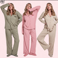 Ensemble de vêtements de détente pour femmes Y2K, logo personnalisé, t-shirt bébé raglan et pantalon évasé, ensemble 2 pièces en coton extensible, tailles plus grandes pour femmes