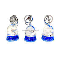 Mini porte-clés liquide en forme de cloche, motif dessin animé, vente en gros, poisson, tortue, ours, lapin 3D, flotteur, sable mouvant, paillettes, personnalisation du logo