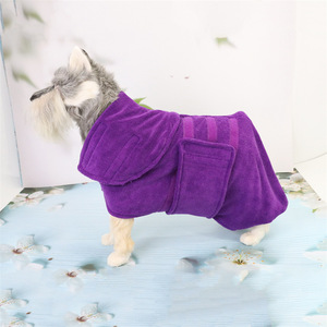 Albornoz para mascotas, toalla absorbente de secado rápido para perros, ropa para todas las estaciones, color morado - Product Image 2