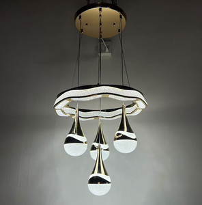 モダンな高品質の温白色LEDペンダントライト、高さ調節可能なゴールデンLEDシャンデリア（リビングルーム/レストラン用）(2754/<span class=keywords><strong>3</strong></span>+1) - Product Image 2