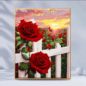 Pintura al Óleo Digital DIY de Rosa de Playa, Pintura Decorativa Rectangular sin Marco de Acrílico Pintada a Mano con Flores de Tulipán y Paisaje Colorido - Product Image 4