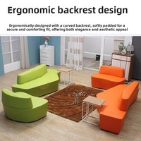 Ensemble de canapés modulaires simples en tissu pour bureau, meubles modernes de Foshan, cadre en bois massif, espace de repos pour salon commercial