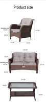 Ensemble de meubles démontables pour extérieur, patio, jardin, 4 pièces, canapé en rotin et table basse