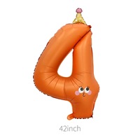 Ballon Chiffre Cartoon de 40 Pouces avec Chapeau d'Anniversaire et Design Smiley Face en Aluminium