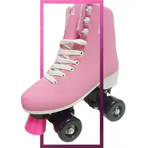 Factory Customized Pink Women Girls Double Row Four Wheel Land Roller Skate Shoes For Adults