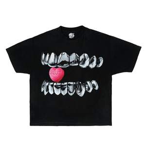 T-Shirt Grafica Percc in Scatola, Oversize da Uomo, Streetwear Y2k, Stampa a Maniche Corte, Cotone, Collo Tondo, Logo Frontale - Product Image 1