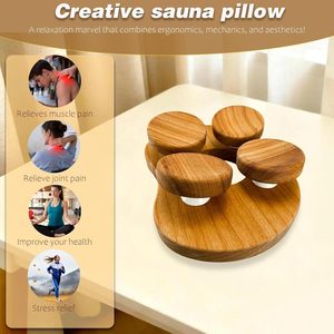 Almohada de madera para sauna, forma irregular, antideslizante, para baño y masaje en sauna - Product Image 4