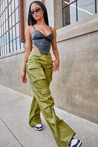 2022 personnalisé femmes taille haute jambe large Faux <span class=keywords><strong>cuir</strong></span> <span class=keywords><strong>pantalon</strong></span> Y2K Streetwear Style <span class=keywords><strong>cuir</strong></span> lavé <span class=keywords><strong>Cargo</strong></span> <span class=keywords><strong>pantalon</strong></span> - Product Image 3