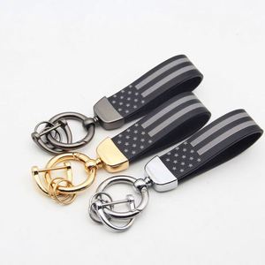 Custom Logo Carbon Fiber Car <b>Key</b> <b>Chain</b> High-Grade Black <b>Leather</b> with Horseshoe Buckle Zinc Alloy Metal Plastic Material - Product Image 4