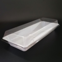 Boîte bento rectangulaire blanche basique avec couvercle, récipient alimentaire jetable pour sushis, collations et tranches de gâteau