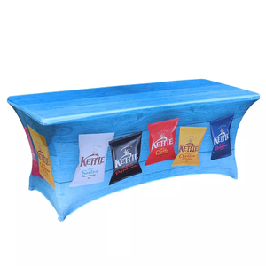 Custom Logo Printing 4ft 6ft 8ft Table Cloth Drape Customizable Advertising Fitted Stretch Table Promotional Party Supplies
