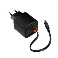 Pengisi Daya Cepat PD 3.0 45W GaN dengan Kabel Retractable untuk Laptop & Ponsel - Dua Port Tipe-C Pasokan Pabrik Asli