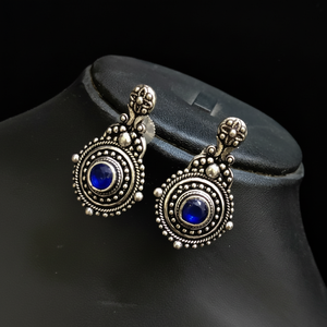 Direct Indian Supplier's Best Selling High Quality German <b>Silver</b> <b>Stud</b> <b>Earrings</b> Oxidised Antique Polish Blue Stone - Product Image 1