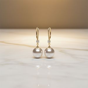 Pendientes de perlas de lujo chapados en oro de 18 quilates, perlas cultivadas del Mar del Sur, pendientes redondos de estilo clásico para boda para mujer - Product Image 2