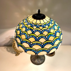 Longhuijing Mediterranean Eco-Friendly Stained Glass E26 Dome Lampshade Table Lamp 16" Wide Shade AC Powered LED Simple Flexible - Product Image 5