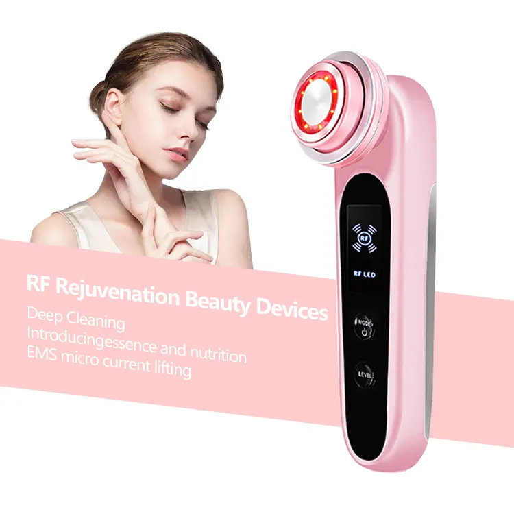 미용 장치 RF 얼굴 리프팅 가정 사용 레드 라이트 테라피 미용 피부 강화 마사지 주름 및 V 얼굴 모양의 기계