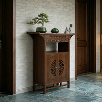 Table d'autel chinoise antique en bambou naturel avec tiroir et armoire à double porte, pour salon, sanctuaire Bouddha, entrée, écologique et durable