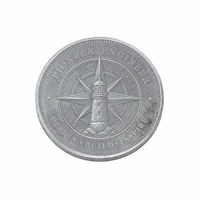 Médaille personnalisée en alliage de zinc 3D, finition argent antique, pour ingénieur pionnier, avec boussole et phare, pièce de défi, médailles de récompense, cadeau souvenir