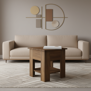 <b>Brown</b> Oak Engineered Wood Coffee <b>Table</b> 15.7x15.7x16.5 Inches Modern Design Living Room Furniture - Product Image 2