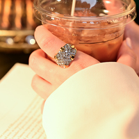 Bague en cristal doré, cuivre plaqué or 18 carats, bijoux avec pierres précieuses et strass, large bande, bague statement pour femmes