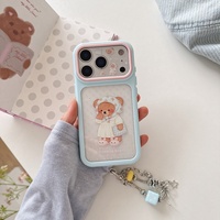 Nouvelle coque de téléphone souple antichoc avec grande fenêtre de visualisation motif ours mignon coréen pour iPhone 18 17 Pro Max 16 Pro 15 Pro 15 pour femmes