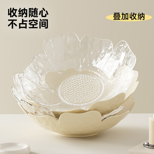 Plato de Frutas Grande de 28 cm de Diámetro con Forma de Flor para Decoración de Sala de Estar con Diseño de Compartimentos - Product Image 4