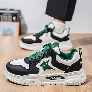 Zapatillas de Piel para Hombre, Estilo Otoñal, Transpirables, para Skateboard, Modernas, Combinables con Todo, de Suela Gruesa, Deportivas, Casuales - Product Image 4