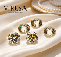 Pierres de Moissanite VVS rondes non traitées couleur champagne Viresa 5mm-12mm, Moissanite en vrac pour la fabrication de bijoux