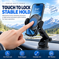 Support de téléphone universel pour voiture à ventouse en plastique, télescopique et réglable, pour grille d'aération et pare-brise, avec navigation GPS