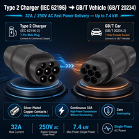 Adaptor Tiga Fasa Tipe 2 ke GBT 450V 32A IP54 Konverter Konektor Pengisian Daya EV untuk Kendaraan Listrik Standar Cina