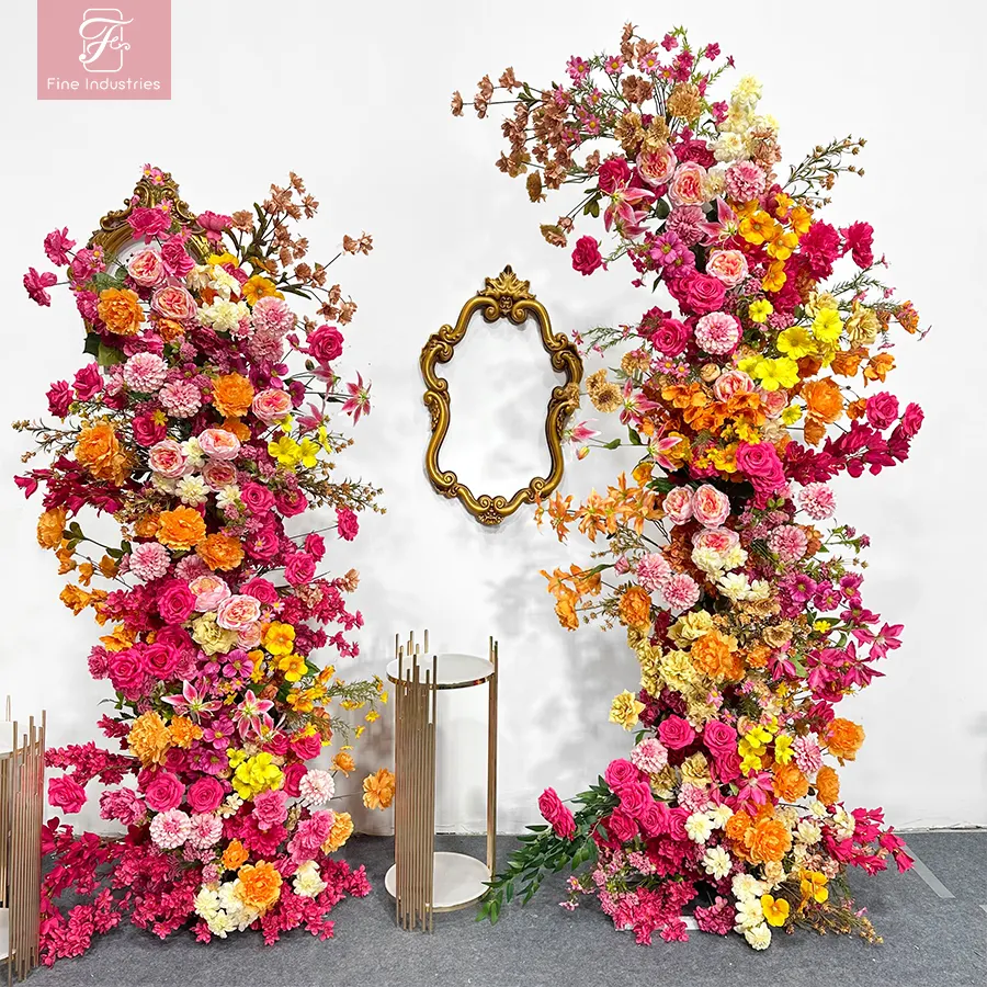 Outdoor Indoor Wedding Decoration Silk Artificial Colorful Flower Arch Wedding Arch