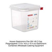 Bac alimentaire en polypropylène GN 1/6 17,6 × 16,5 × 15 h cm, avec couvercle, -40/+95 ° C Araven